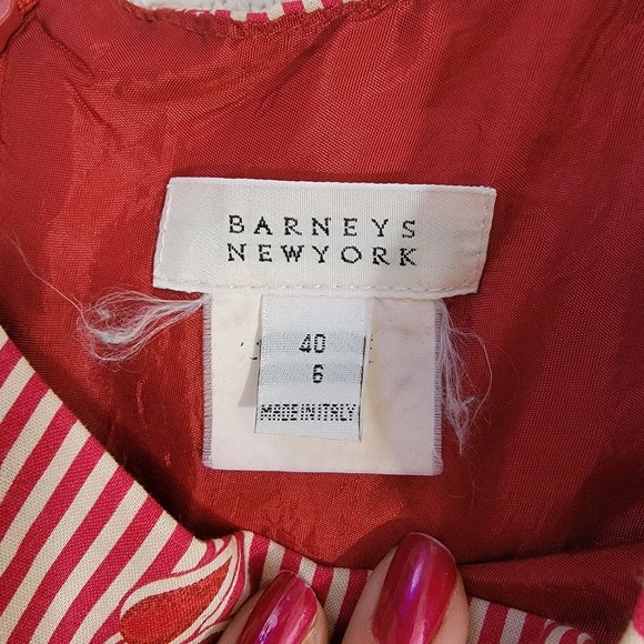 Barneys New York Made In Italy Sleeveless Midi Dress Cotton Lined Red Size 40 4‎ - Picture 3 of 13